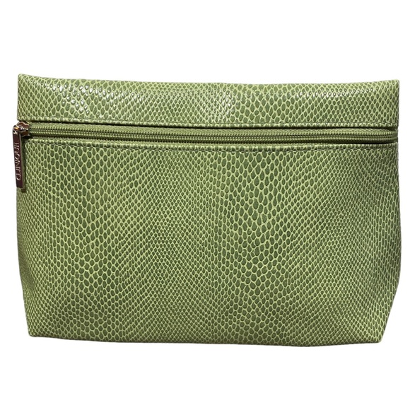 CLINIQUE Faux Snakeskin Cosmetic Bag Set (2) in New Spring Green - Picture 2 of 10